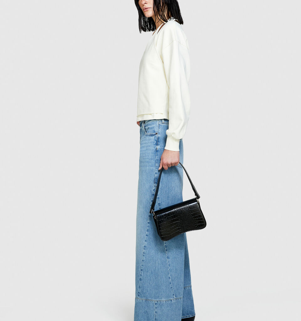 Off-the-shoulder sweatshirt - Pullover Sweatshirts - Creamy White | Sisley image number 2